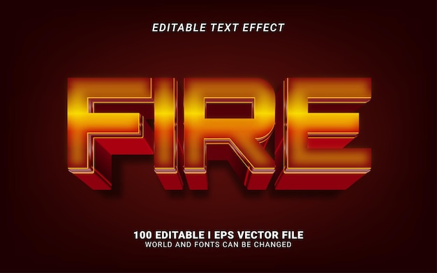 Vector diseño de efecto de texto de estilo 3d de fuego