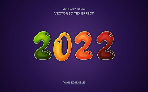 Diseño de efecto de texto feliz año nuevo 2022