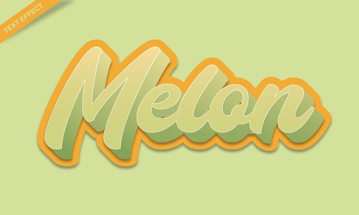 Vector diseño de efecto de texto fresco de fruta de melón