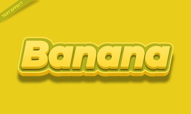 Diseño de efecto de texto de fruta de plátano amarillo
