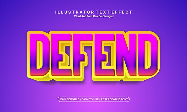 Diseño de efecto de texto moderno defender