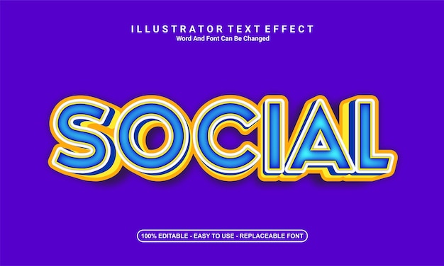 Diseño de efecto de texto moderno, social.