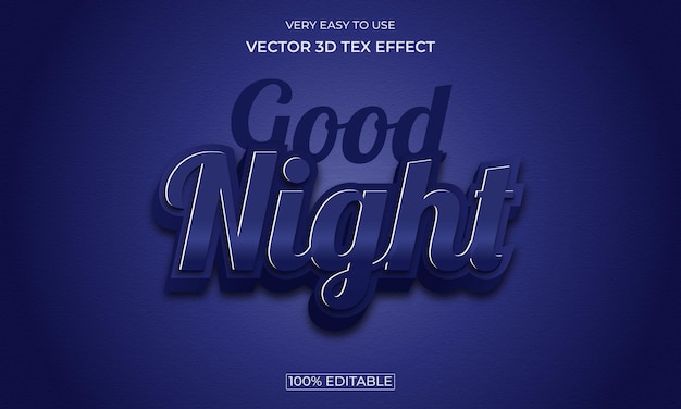 Vector diseño de efecto de texto premium de estilo nocturno 3d