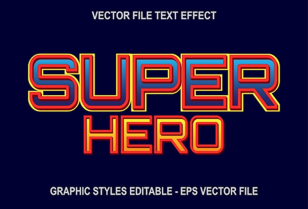 Diseño de efecto de texto de superhéroe azul rojo para plantillas