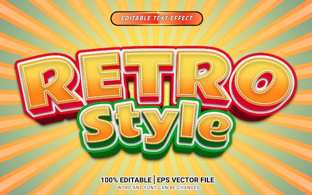 Diseño de efecto de texto vectorial 3d de estilo cómico de estilo retro