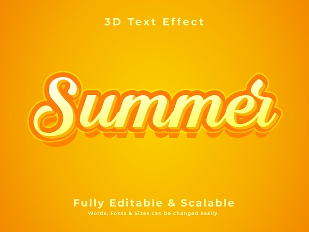 Diseño de efecto de texto vectorial 3D de verano Alta calidad Totalmente editable