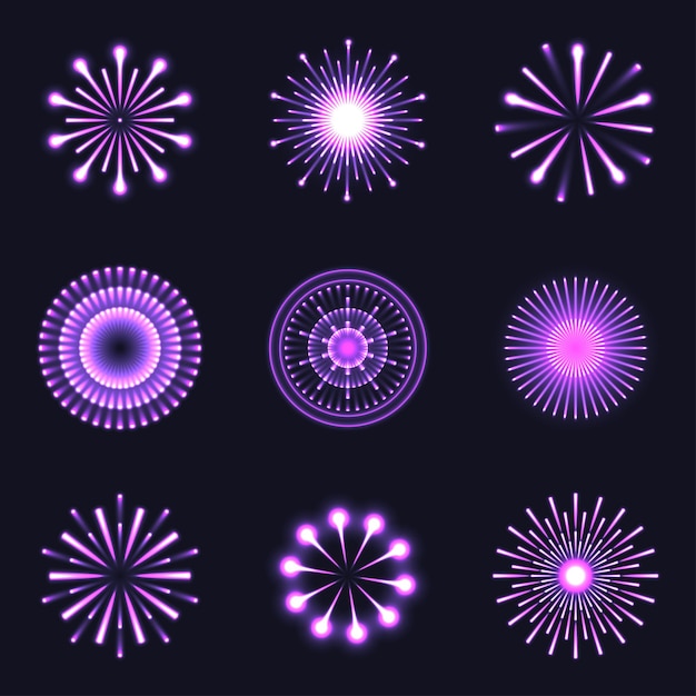 Diseño de efectos de luz de fuegos artificiales.