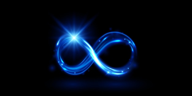 Diseño de efectos de luz del símbolo del infinito brillante Ilustración vectorial de signos elegantes