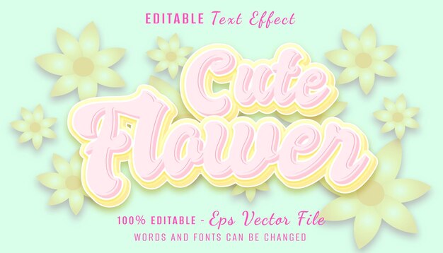 diseño de efectos de texto 3D de flores lindas