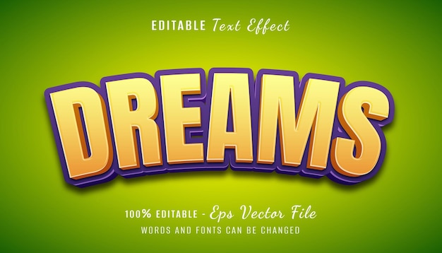diseño de efectos de texto 3d de sueños