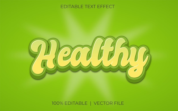 Diseño de efectos de texto para comida rápida o vector vegetariano saludable