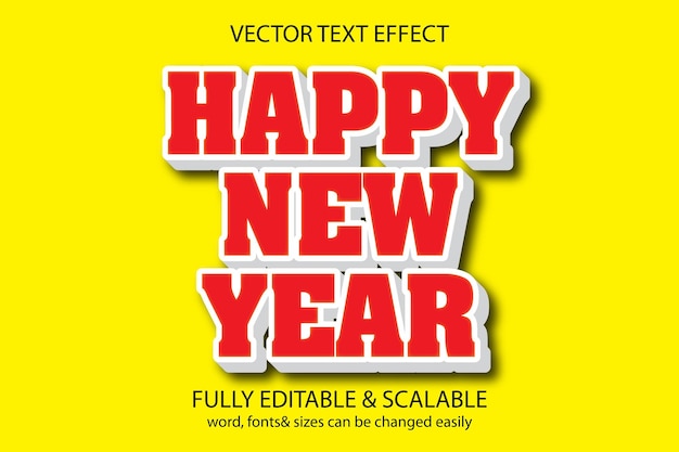 Diseño de efectos de texto editable de estilo 3D de Feliz Año Nuevo