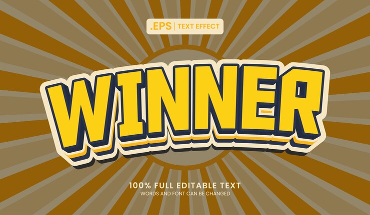 Vector diseño de efectos de texto editables ganador ilustración vectorial de concepto 3d