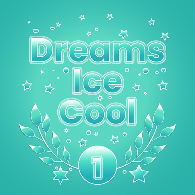 Diseño de efectos de texto editables icecool de sueños realistas Vector Premium