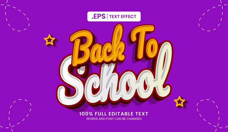 Vector diseño de efectos de texto editables de vuelta a la ilustración vectorial de texto de la escuela