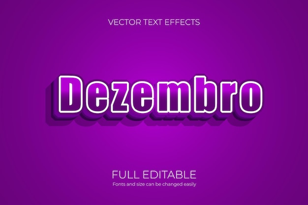 Diseño de efectos de texto de letras dezembro con color degradado vector gratuito