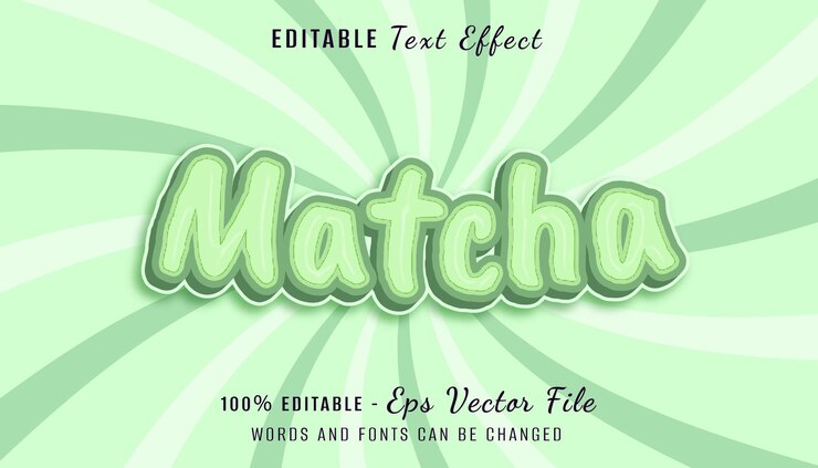 Vector diseño de efectos de texto matcha 3d