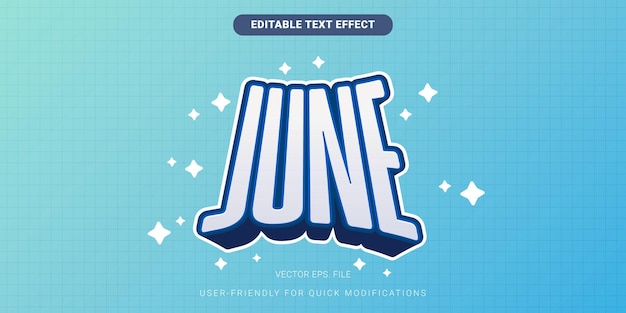 Diseño de efectos de texto pastel azul suave editable Perfecto para gráficos estacionales de junio