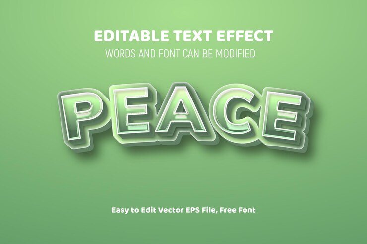 Vector el diseño de efectos de texto peace 3d es un archivo de eps vectorial completamente editable