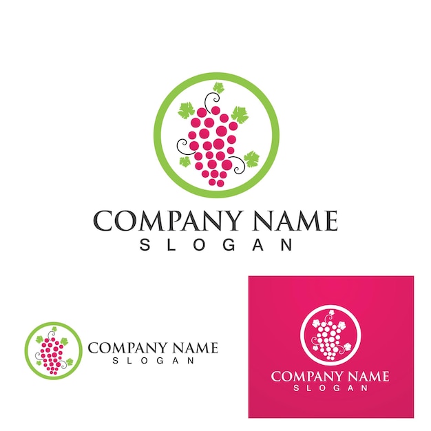 Diseño del ejemplo del icono del vector de la plantilla del logotipo de las uvas