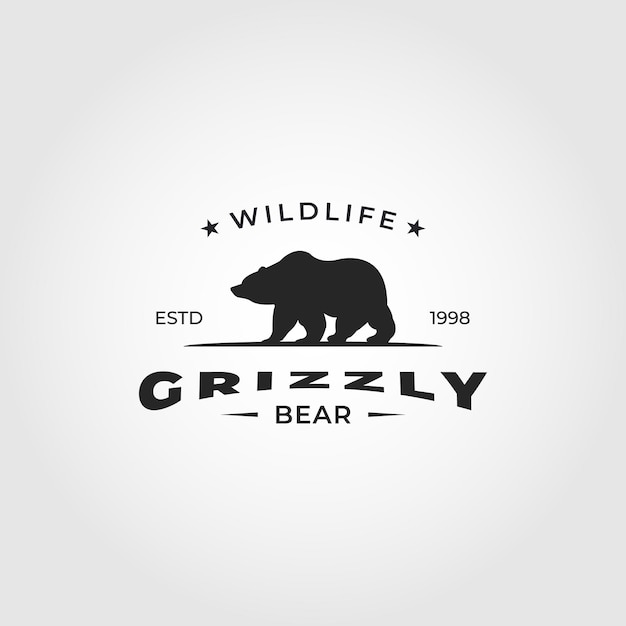 Diseño del ejemplo del símbolo del vector del logotipo del paseo del oso grizzly