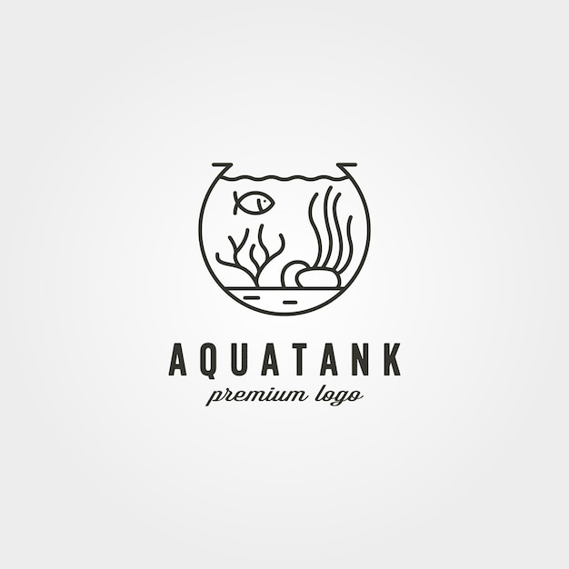 Diseño del ejemplo del símbolo del vector del logotipo del tanque del acuario, diseño del logotipo de la biota de la naturaleza