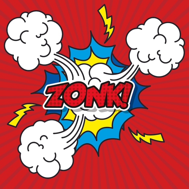 diseño del ejemplo del vector del estilo del arte pop de la explosión