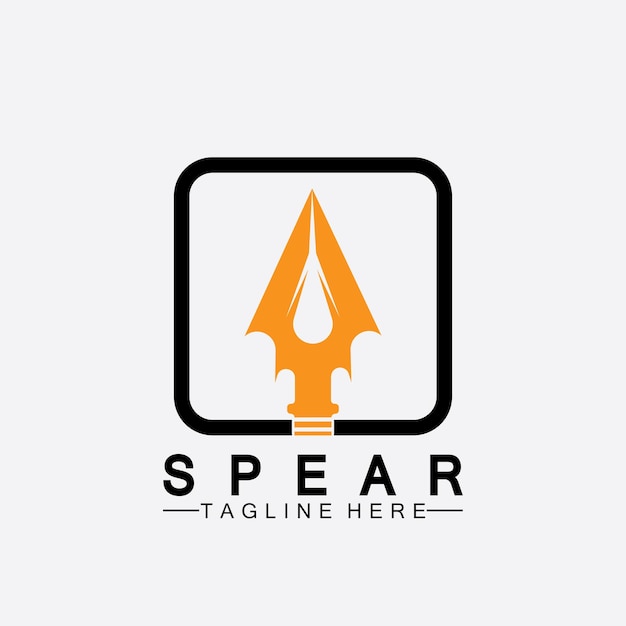Diseño del ejemplo del vector del icono del logotipo de la lanza Vector de diseño del ejemplo del vintage del logotipo de la lanza de la cabeza