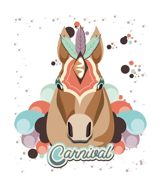 Diseño del ejemplo del vector del icono del vintage del caballo del carnaval