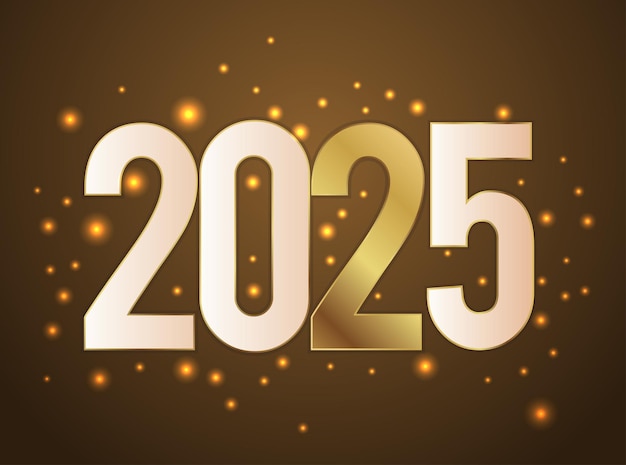 Diseño elegante de celebración del Año Nuevo 2025 con fondo brillante