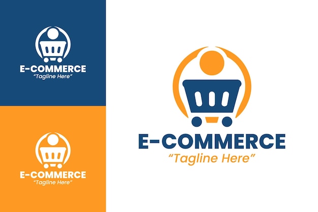 Diseño elegante y elegante del logotipo de comercio electrónico en naranja para la identidad empresarial