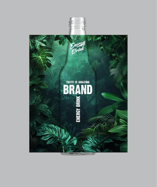 Diseño elegante de envases de bebidas energéticas en botellas