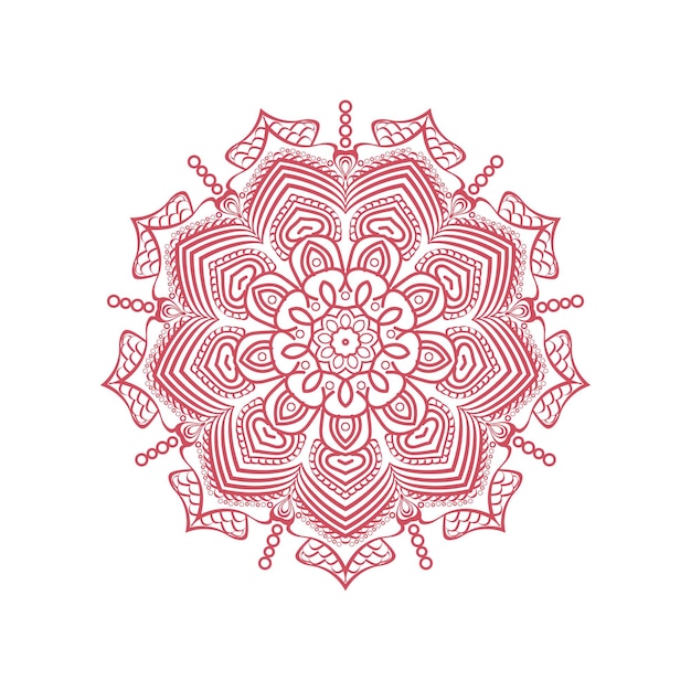 Diseño elegante y hermoso de mandalas florales rojas