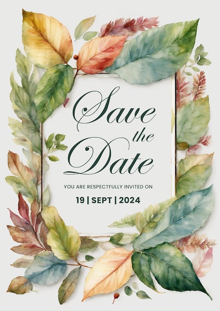 Diseño elegante de invitaciones de boda en acuarela