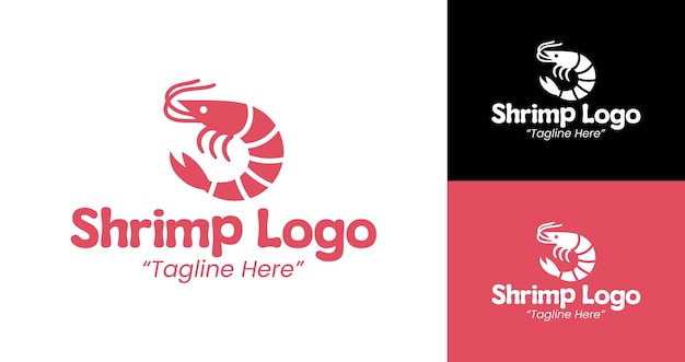 Diseño elegante del logotipo del camarón para la marca de las empresas costeras y de mariscos