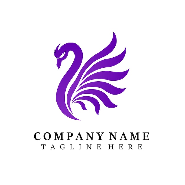 Diseño elegante del logotipo del cisne púrpura