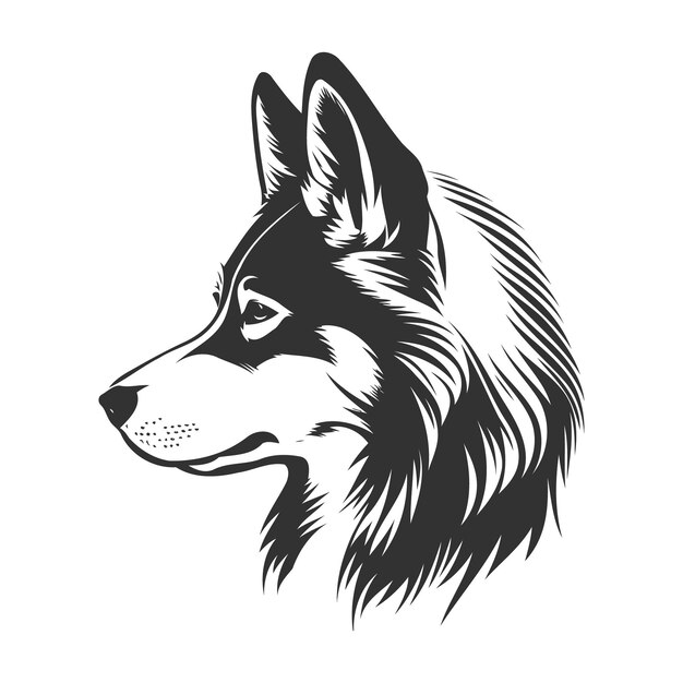 Diseño elegante del logotipo de la ilustración del vector de la silueta de Husky.
