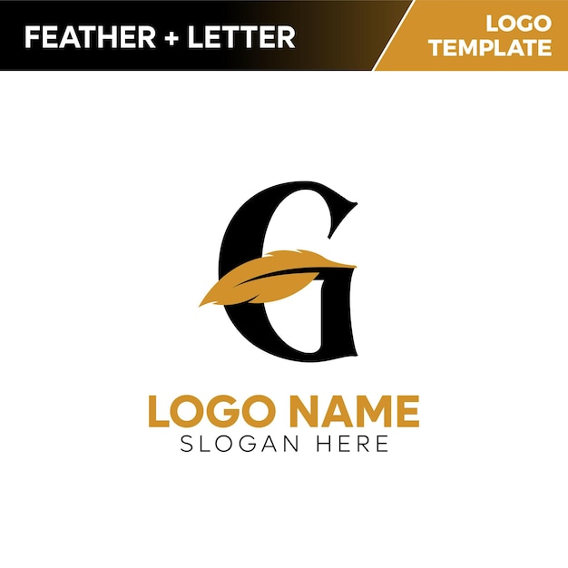 Diseño elegante del logotipo con la letra G y la pluma