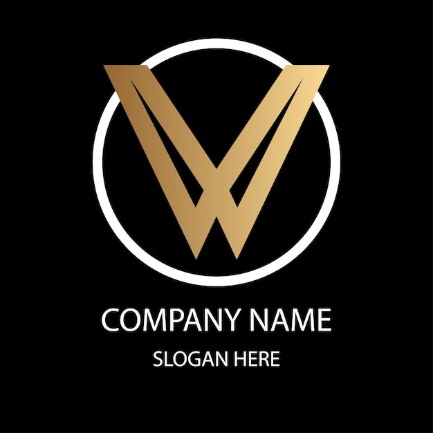 Diseño elegante del logotipo de la letra W dorada con fondo negro