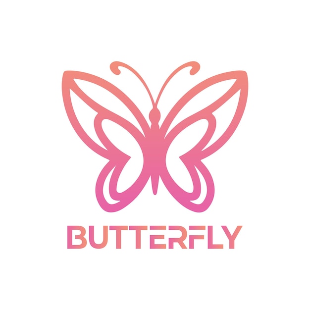 Diseño elegante del logotipo de la mariposa rosa