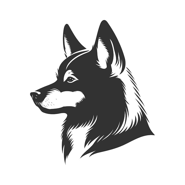 Diseño elegante del logotipo de la mascota de la ilustración de la silueta de Husky dibujada a mano.