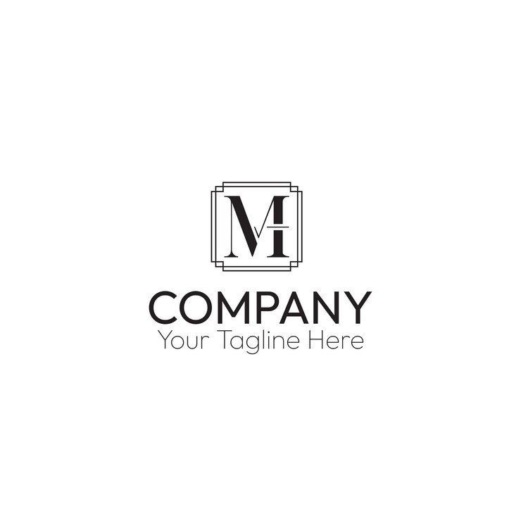 Diseño elegante del logotipo de MH Monograma Identidad de marca corporativa minimalista Negocio profesional sencillo