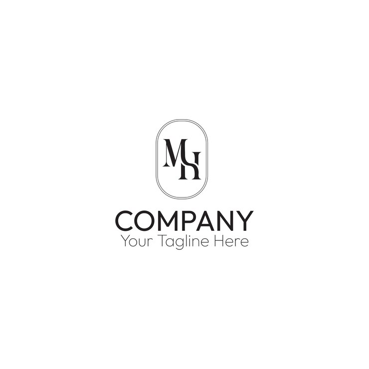 Diseño elegante del logotipo de MH Monograma Identidad de marca corporativa minimalista Negocio profesional sencillo