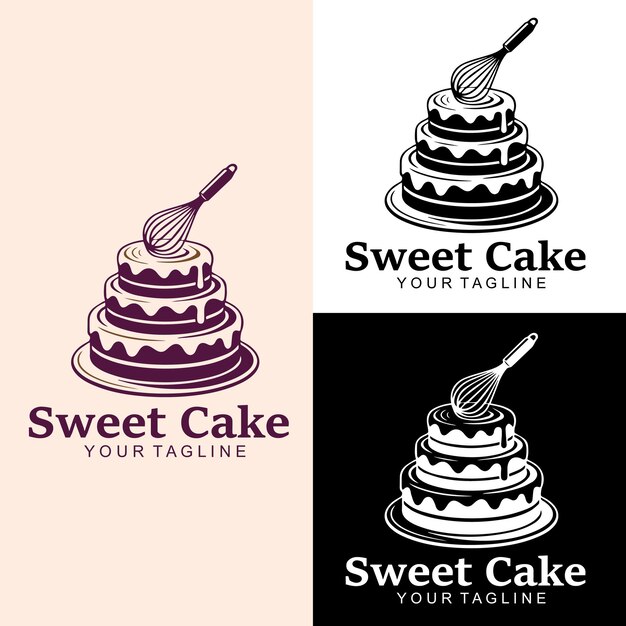 Diseño elegante del logotipo del pastel para la marca de la panadería