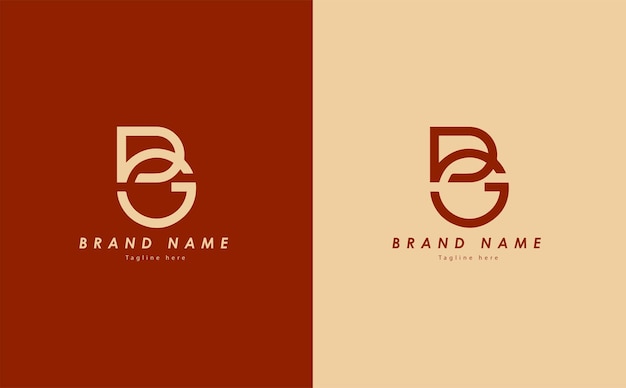 Diseño elegante del logotipo vectorial BG en color rojo y amarillo claro