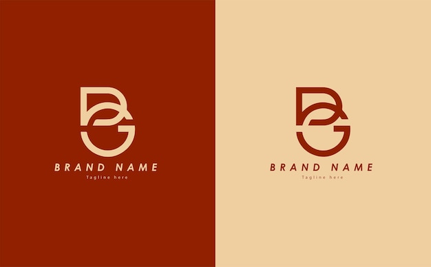 Vector diseño elegante del logotipo vectorial bg en color rojo y amarillo claro