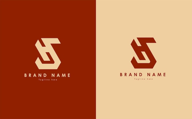 Diseño elegante del logotipo vectorial HS en color rojo y amarillo claro