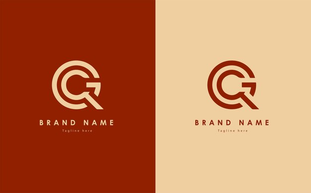 Diseño elegante del logotipo vectorial QG en color rojo y amarillo claro