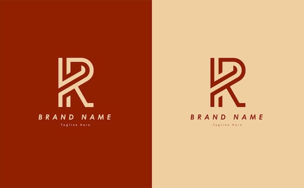 Diseño elegante del logotipo vectorial RK con color rojo y amarillo claro