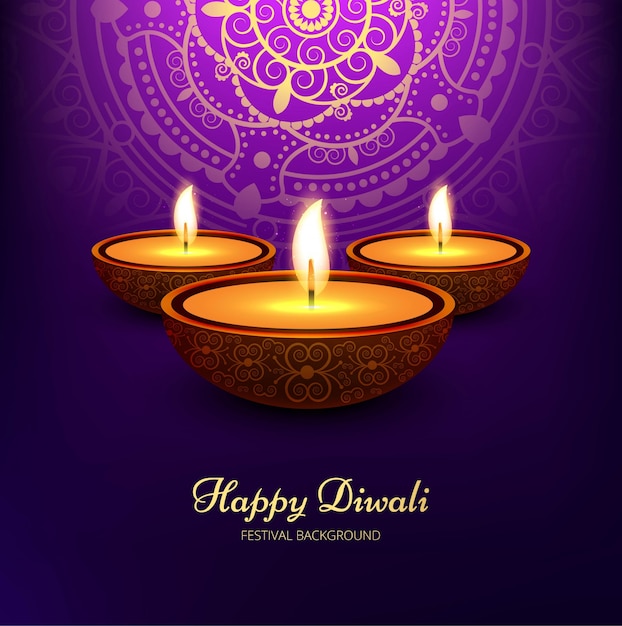 Diseño elegante morado para celebración de diwali